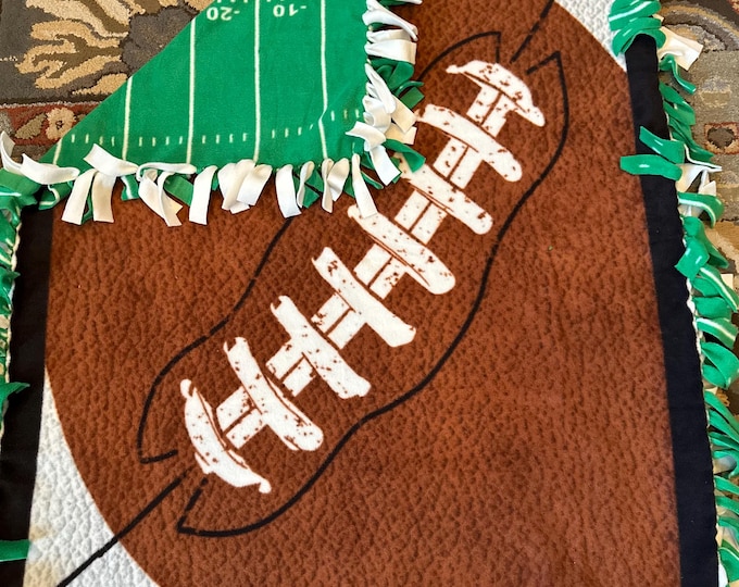 Handmade Football Fleece Blanket: Game Day Fan Gear 5ft x 4ft no sew