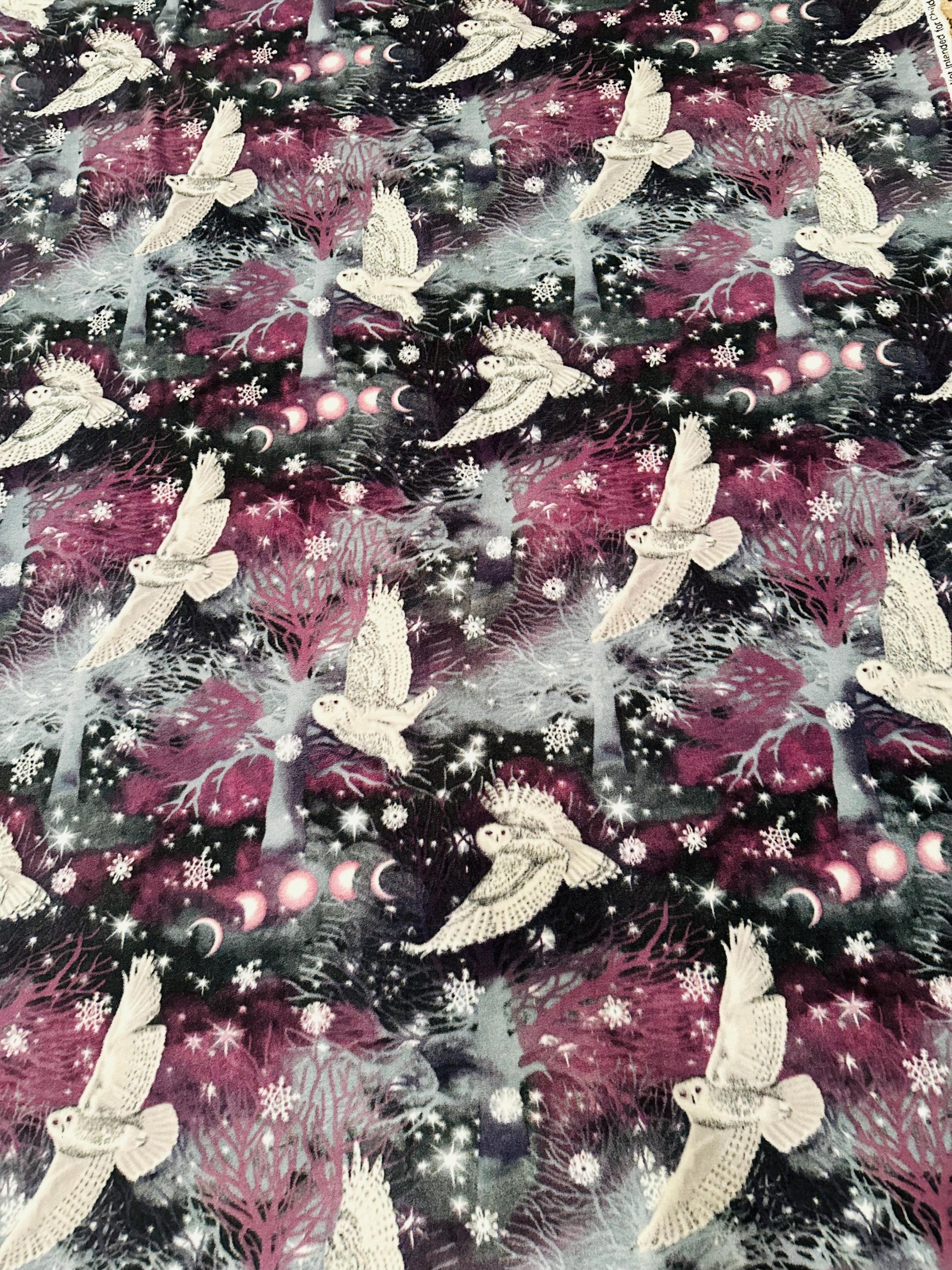Whimsical Owl and Moon No Sew Fleece Blanket: Cozy & Adorable Design Made in USA Gift ideas hand