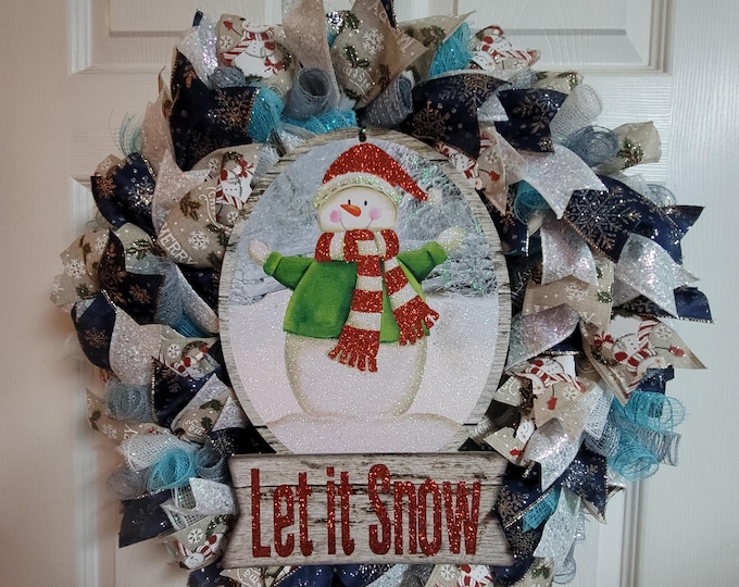 Featured listing image: Large SNOWMAN Wreath
