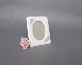Cadre photo vintage pastel floral en verre épais