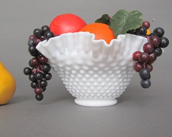 Bol Fenton vintage en verre de lait, décoration de table de mariage, porte-fruits ou fleur