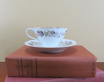 Vintage Cup And Saucer, Shabby Cottage Chic Decor