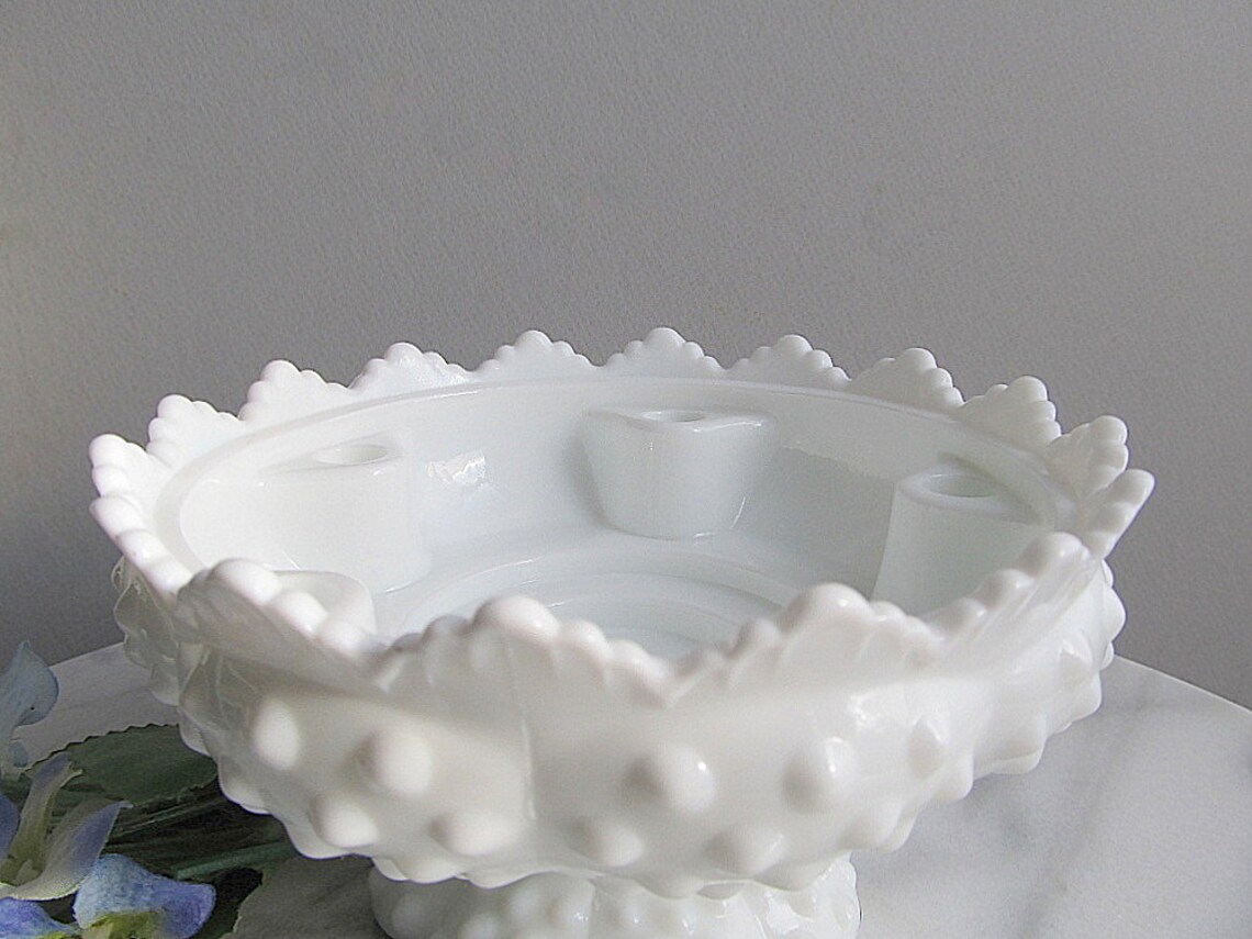 Vintage Milk Glass Hobnail Candle Holder Table Centerpiece Etsy