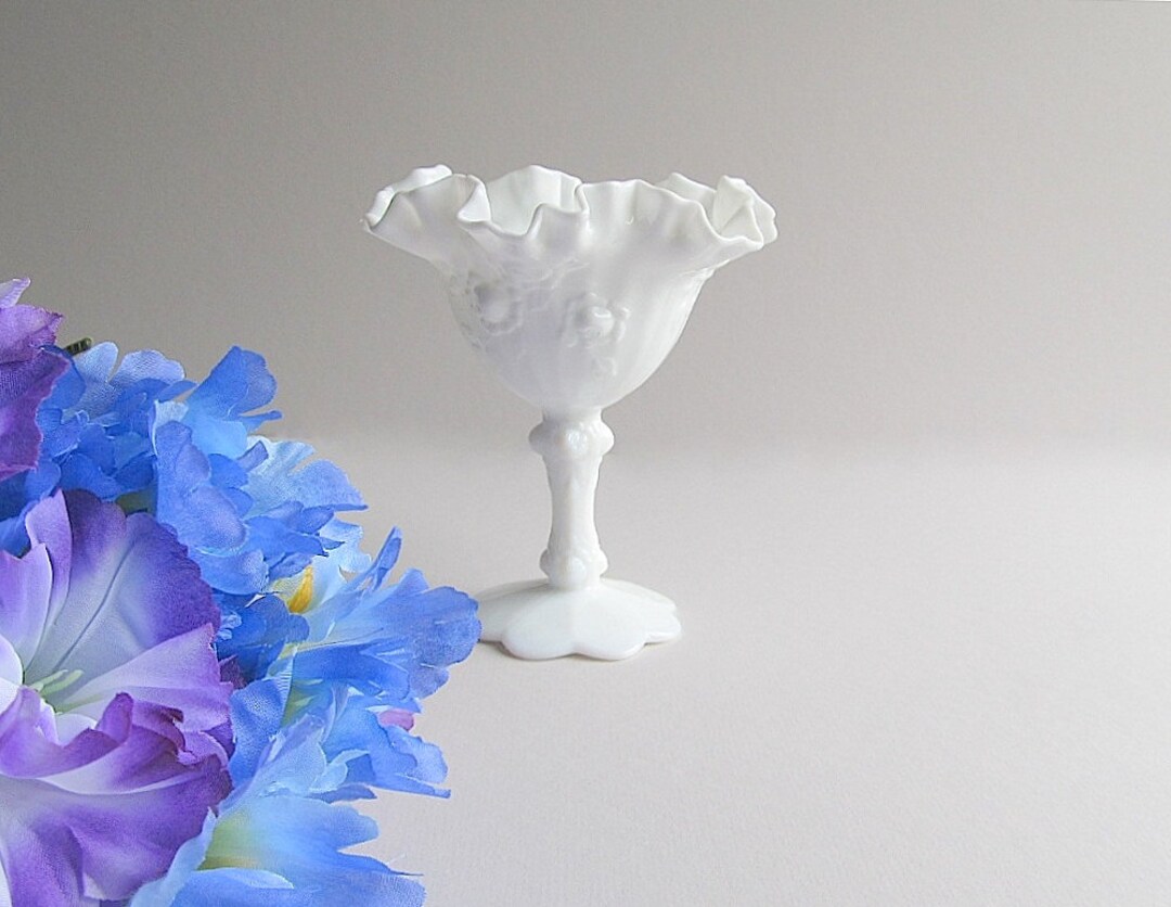 Vintage Milk Glass Fenton Cabbage Rose Bowl Etsy