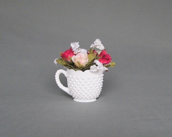 Vintage Milk Glass Hobnail Creamer Pitcher