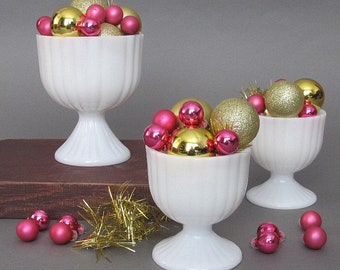 Vintage Milk Glass Flower Pots or Planters, Bowls or Vases, Set of 3