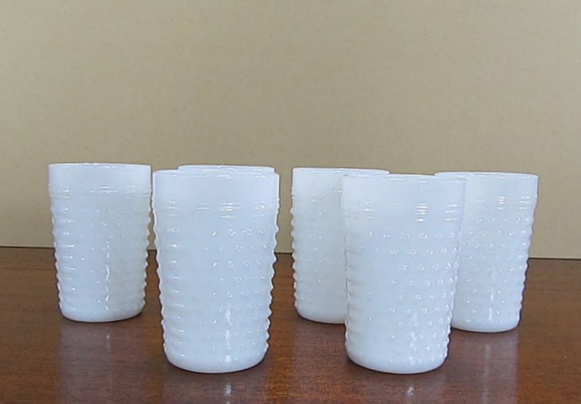 Milk Glass Hobnail Drinking Glasses Etsy