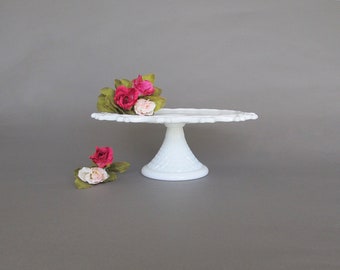 Vintage Milk Glass Cake Stand, Wedding Table Decoration, Dessert Plate, Cupcake Display, Imperial Glass