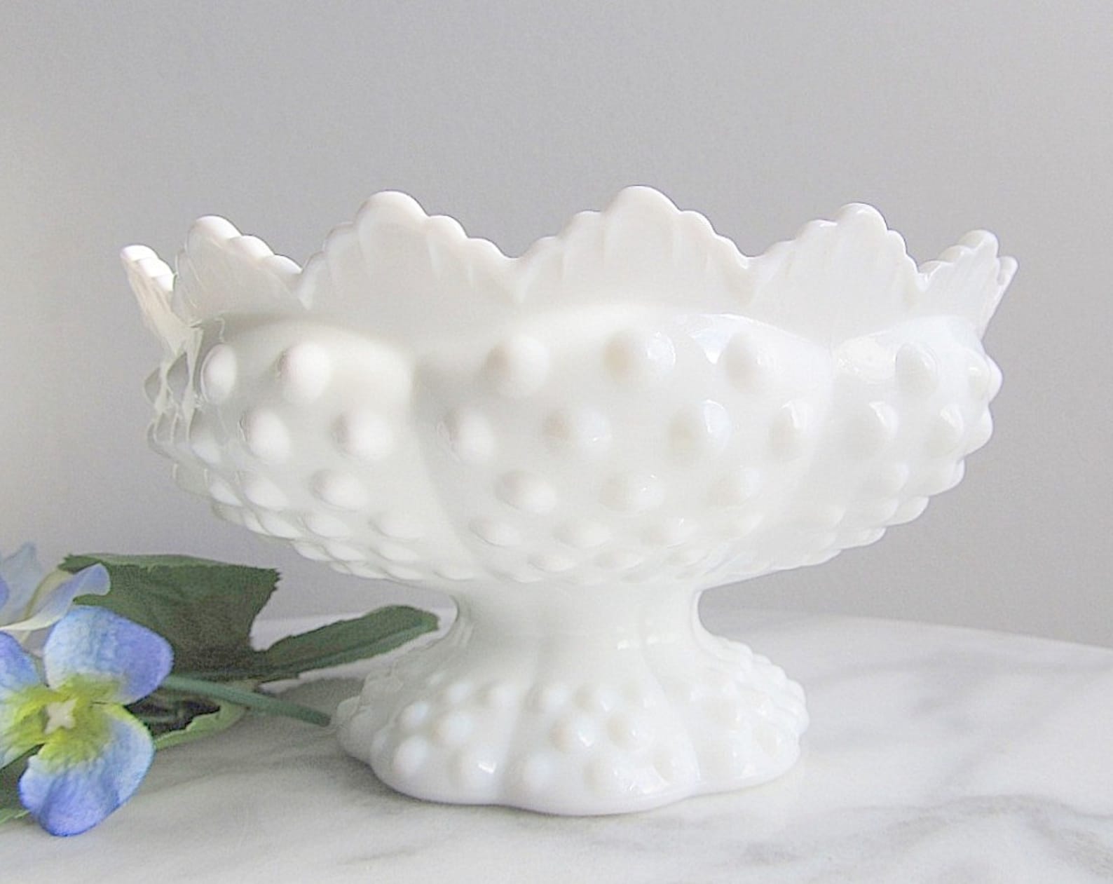 Vintage Milk Glass Hobnail Candle Holder Table Centerpiece Etsy