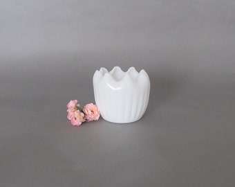 pot de fleur vintage en verre de lait, jardinière, rosace, vase