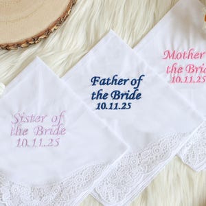 Personalized Wedding Handkerchief for Bride & Mom,Custom Embroidered Wedding Gift,Keepsake Handkerchief for Wedding Day, Wedding favours