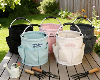 Personalized Gardening Tool Tote Bag, Custom Embroidered Garden Tool Tote Organizer, Gift for Gardener, Mom Grandma Gift, Gardening Gift
