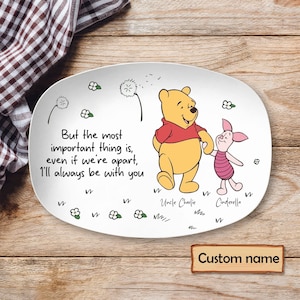 Bandeja oval de plástico personalizada do Ursinho Pooh e do Leitão, bandeja oval da amizade, lembrança de melhor amigo, decoração fofa de desenho animado, presente de melhor amiga