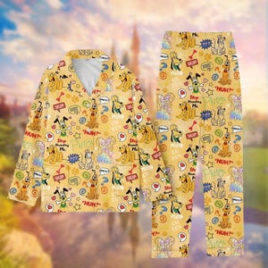 Disney Pluto Pajamas Set, Pluto And Friends Holiday Pajamas, Disney Cartoon Sleepwear, Disneyland Family Pajamas For Kids And Adult