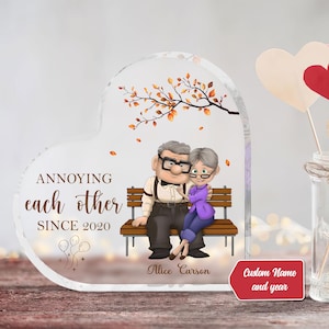 Personalized Carl And Ellie Inspired Heart Plaque, Custom Romantic Disney Up Movie Keepsake, Funny Anniversary Gift For Couples