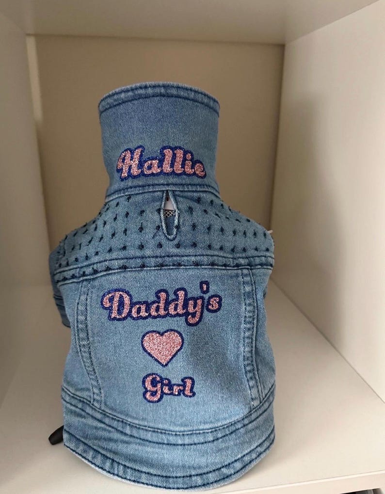 Personalized Denim Jacket for Small Dogs - Custom Dog Apparel - Chihuahua Clothes - Chihuahua Mom Gift - Chihuahua Jacket - Yorkie Jacket image 8