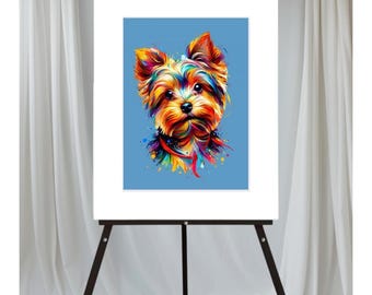 Yorkie Dog Art |  Colorful Yorkie Dog Art Print | Yorkie Portrait | Yorkie Dog Mom Gift | Dog Mom Gift | Yorkie Artwork | Custom Dog Mom