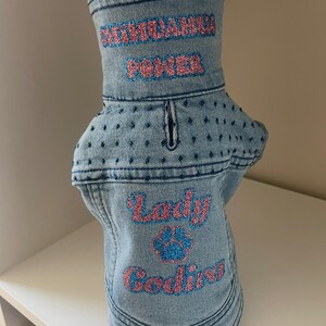 Personalized Denim Jacket for Small Dogs - Custom Dog Apparel - Chihuahua Clothes - Chihuahua Mom Gift - Chihuahua Jacket - Yorkie Jacket image 13