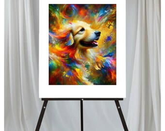 Golden Retriever Art Print -  Colorful Dog Portrait  - Golden Dog Mom Gift - Golden Retriever Portrait - Golden Retriever Wall Art - Dog Mom