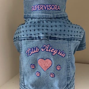 Personalized Denim Jacket for Small Dogs - Custom Dog Apparel - Chihuahua Clothes - Chihuahua Mom Gift - Chihuahua Jacket - Yorkie Jacket image 9