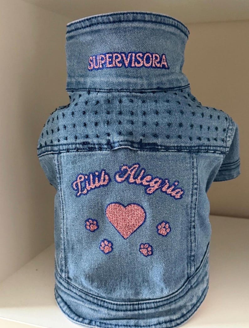 Personalized Denim Jacket for Small Dogs - Custom Dog Apparel - Chihuahua Clothes - Chihuahua Mom Gift - Chihuahua Jacket - Yorkie Jacket image 9