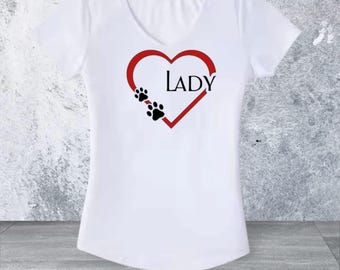 Customizable Dog Mom Shirt -  Personalized Pet Name - Heart & Paw Design - Dog Mom T-Shirt - Dog Mom Tee - Dog Mom Gift - Dog Mama Tee -