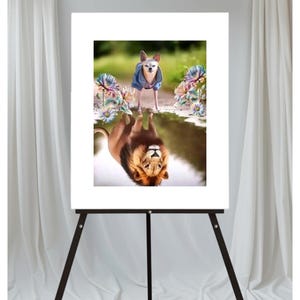 Chihuahua Lion Reflection Art Print - Dog Lover Gift - Chihuahua Portrait - Chihuahua Lover Gift - Chihuahua Owner Gift - Chi Mom Gift -