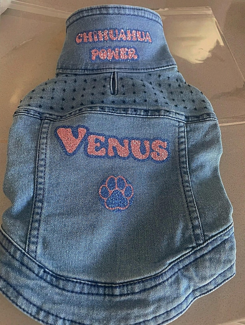 Personalized Denim Jacket for Small Dogs - Custom Dog Apparel - Chihuahua Clothes - Chihuahua Mom Gift - Chihuahua Jacket - Yorkie Jacket image 14
