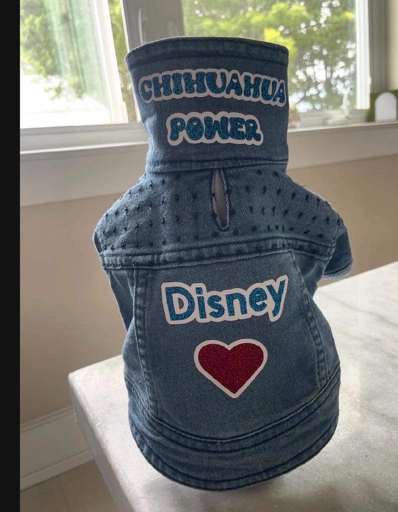 Personalized Denim Jacket for Small Dogs - Custom Dog Apparel - Chihuahua Clothes - Chihuahua Mom Gift - Chihuahua Jacket - Yorkie Jacket image 6