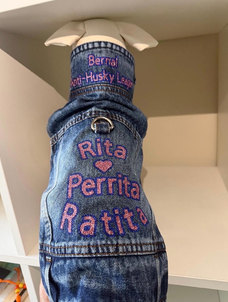 Personalized Denim Jacket for Small Dogs - Custom Dog Apparel - Chihuahua Clothes - Chihuahua Mom Gift - Chihuahua Jacket - Yorkie Jacket image 10