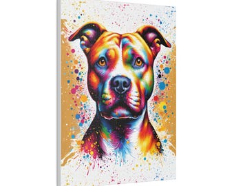 Pit Bull Canvas | Vibrant Pit Bull Canvas Art | Pit Bull Art Print | Pit Mom Gift | Pit Dad Gift | Pit Bull Lover Gift | Pit Bull Wall Art