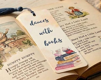 Dances With Books Bookmark with Tassel | Cute Mouse Bookmark for Kids | Whimsical Children's Book Accessory |Gift for Young Readers Bookmark