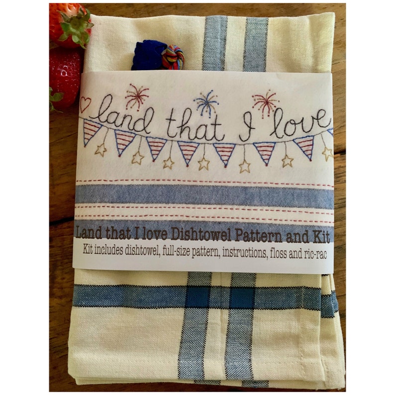Kitchy Retro Land That I Love Dishtowel Kit and Pattern to Embroider