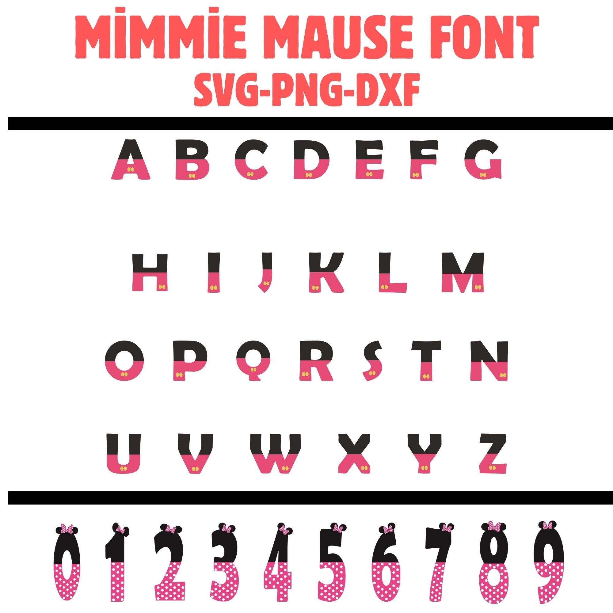 Minnie Lettering Minnie Alphabet Svg, Mause Font Svg, Mickey Font Svg, Minnie Alphabet ...