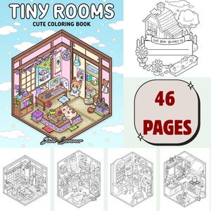 Tiny Rooms Coloring Pages: Fun Activity Book for Kids (PDF Download)
