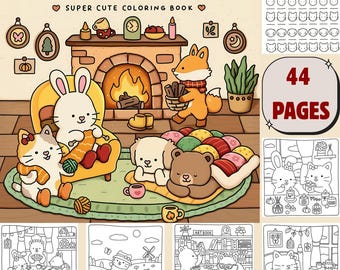 new fuzzy hygge and cute coloring page | Fun beautiful coloring art for kids | Printable Activity and Educational Coloring Pages
