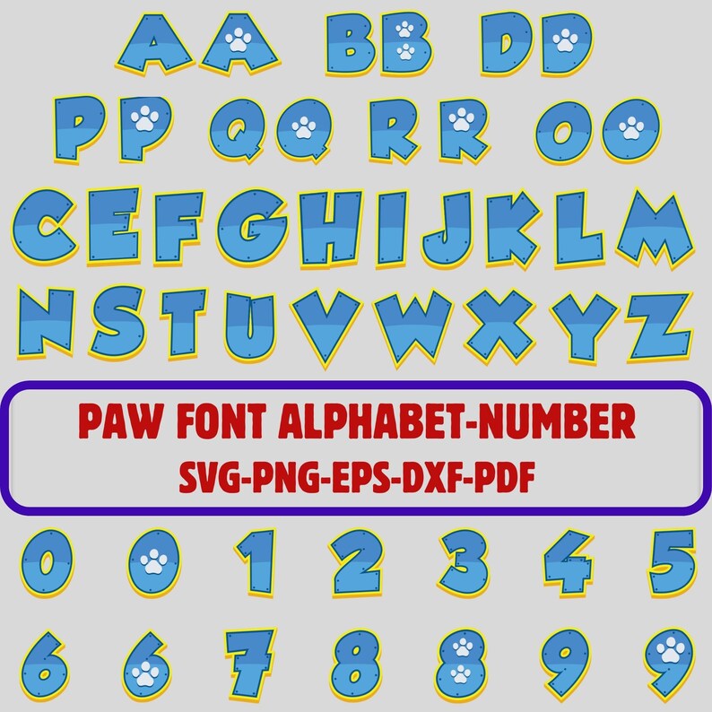 Paw Font SVG Alphabet , Paw Letters, 3D Paw Alphabet Clipart, Paw Font ...