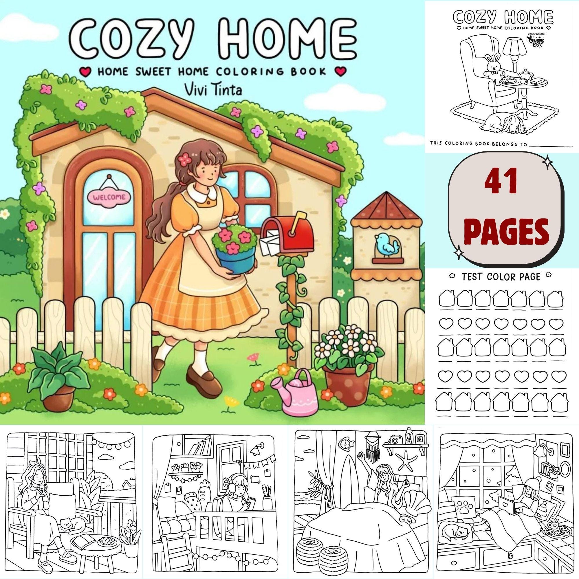 VIVI TINTA and COZY house cute coloring page | Fun beautiful coloring art for kids | Printable Activity and Educational Coloring Pages