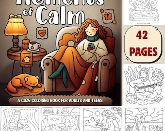 moment of calm cute coloring page | Fun beautiful coloring art for kids | Printable Activity and Educational Coloring Pages