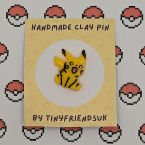Pikachu Pin Badge, Handmade with Polymer Clay