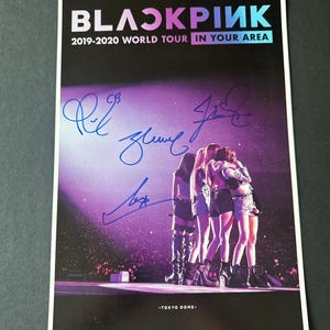 Póster musical de la gira mundial Black Pink 2019-2020 firmado - Certificado de autenticidad - Embalaje seguro - Envío gratuito