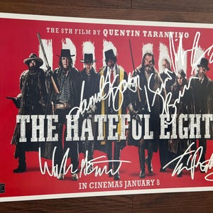 THE HATEFUL Eight, Signed Poster, Autographed by Samuel L Jackson, Kurt Russell, Jennifer Jason Leigh, Tim Roth, and Walton Goggins COA
