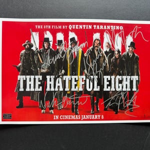 THE HATEFUL Eight, Signed Poster, Autographed by Samuel L Jackson, Kurt Russell, Jennifer Jason Leigh, Tim Roth, and Walton Goggins COA