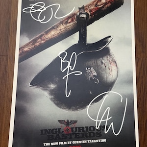 INGLORIOUS BASTERDS, Signed Poster, Autographed by Brad Pitt, Christoph Waltz, and Eli Roth Poster with COA