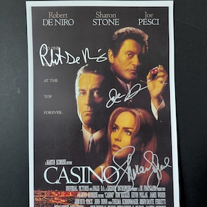 Cassino, pôster autografado, autografado por Robert De Niro, Joe Pesci e Sharon Stone COA