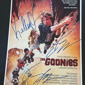 Goonies, Signed Movie Poster, Ke Huy Quan, Josh Brolin, Sean Astin, Autographed Poster COA
