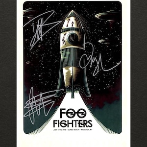 FOO FIGHTERS, Signed Music Poster, Dave Grohl, Pat Smear, and Taylor Hawkins Autographed Poster COA