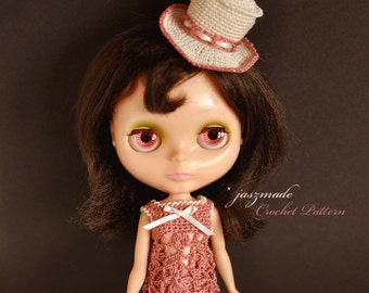 CROCHET PATTERN PDF – Flapper Dress, Fedora & Knickers for 12" Blythe