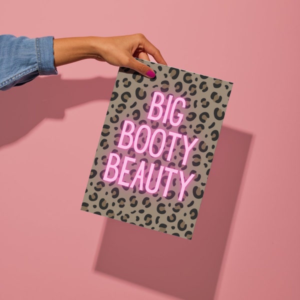 Poster Big Booty Beauty | Colorful | Digital Download | Neon | Feminine | Leopard | Wall Art | Printable Gift | Self Love | A3 / 11" x 17"