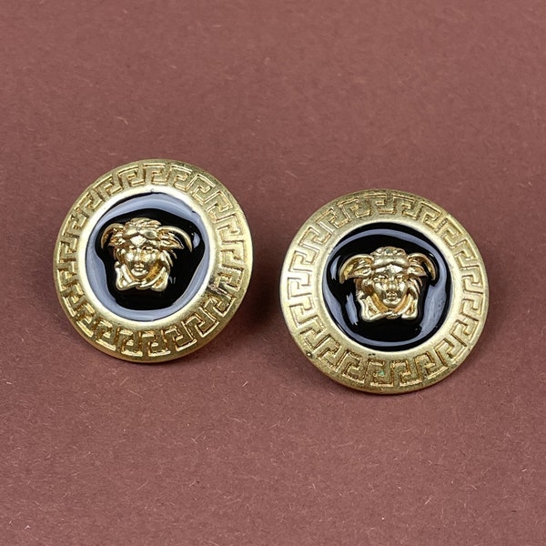 Vintage Gold Plated Versace Stud Earrings - Designer Fashion Jewelry
